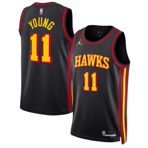 Jordan Brand Trae Young Atlanta Premium Hawks Unisex Black Swingman Jersey Statement Edition