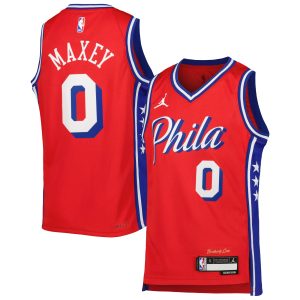 Jordan Stylish Brand Tyrese Maxey Philadelphia 76ers Youth Red Swingman Jersey Statement Edition