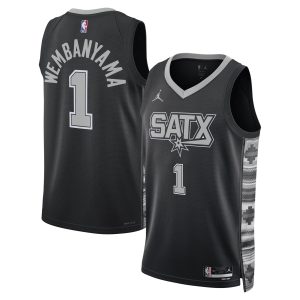 Jordan Brand Victor Wembanyama San Antonio Spurs Eye - catching Unisex Black Swingman Jersey Statement Edition