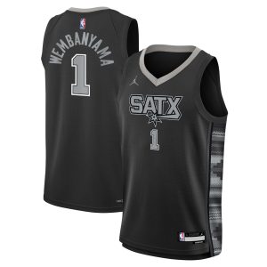 Jordan Unique Brand Victor Wembanyama San Antonio Spurs Youth Black Swingman Jersey Statement Edition