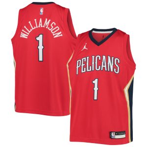 Jordan Brand Zion Williamson New Orleans Pelicans Eye - catching Youth Red 2020/21 Swingman Player Jersey Statement Edition