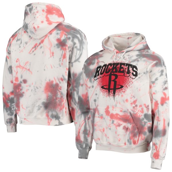 Junk Food Premium Houston Rockets Cream Tie Dye Pullover Hoodie