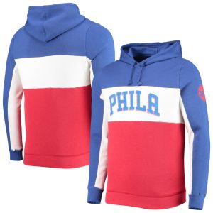 Junk Fabulous Food Philadelphia 76ers Blue/White Wordmark Colorblock Fleece Pullover Hoodie