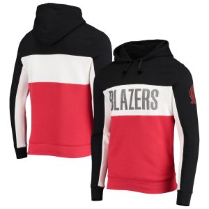 Junk Food Portland Trail Blazers Black/White Eye - catching Wordmark Colorblock Fleece Pullover Hoodie