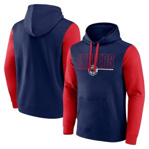 LA Clippers Gorgeous Navy Outline Colorblock Pullover Hoodie
