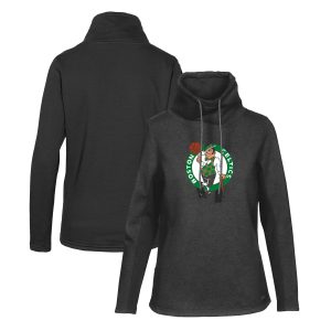 Levelwear Boston Gorgeous Celtics Women's Black Loop Core Funnel Neck Pullover Sweatshirt