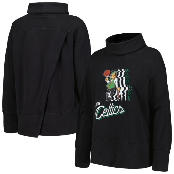 Levelwear Boston Celtics Women's Black Sunset Unique Pullover Sweatshirt