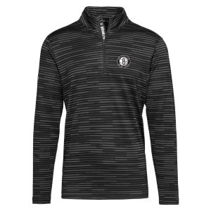 Levelwear Chic Brooklyn Nets Black Gear Insignia Core Quarter Zip Pullover Top