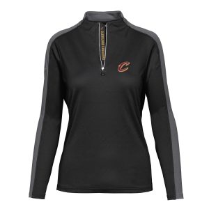 Levelwear Cleveland Cavaliers Women's Black Remi Stylish Insignia Core Quarter Zip Pullover Top