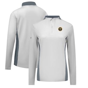 Levelwear Denver Nuggets Chic Women's White Moxie Insignia Core Quarter Zip Pullover Top
