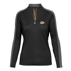 Levelwear Unique Los Angeles Lakers Women's Black Remi Insignia Core Quarter Zip Pullover Top