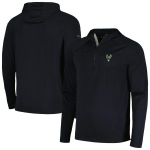 Levelwear Milwaukee Bucks Black Zander Hoodie Raglan Quarter Fabulous Zip Top