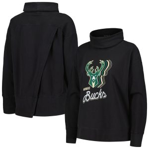 Levelwear Trendy Milwaukee Bucks Women's Black Sunset Pullover Sweatshirt