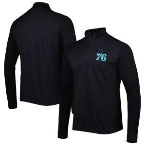 Levelwear Philadelphia 76ers Chic Black Nano Engineered Knit Fabric Quarter Zip Jacket