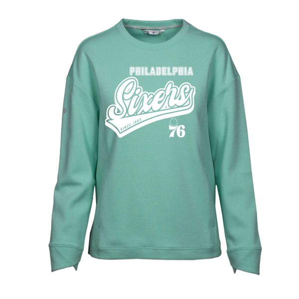 Levelwear Philadelphia 76ers Women's Mint Fiona Sweep Stylish Pullover Sweatshirt