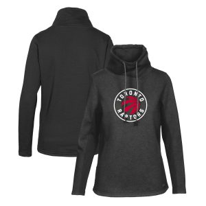 Levelwear Toronto Raptors Eye - catching Women's Black Loop Core Funnel Neck Pullover Sweatshirt