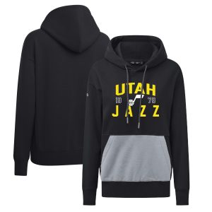 Levelwear Utah Jazz Women's Trendy Black Bonfire Pullover Hoodie