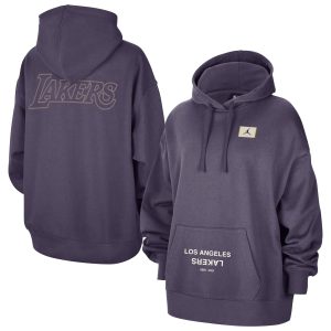 Los Angeles Premium Lakers Jordan Brand Women's Purple Courtside Statement Edition Oversize Pullover Hoodie