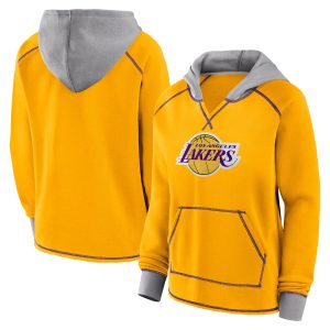 Los Angeles Lakers Women's Gold Boom Eye - catching Pullover Hoodie