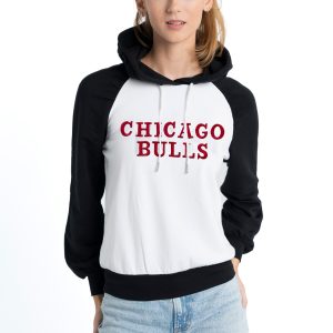 Lusso Chicago Gorgeous Bulls Women's White Marlowe Tri Blend Raglan Pullover Hoodie