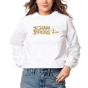 Lusso Golden State Warriors Women's White 2022 NBA Finals Stylish Champions Lola Pullover Sweatshirt