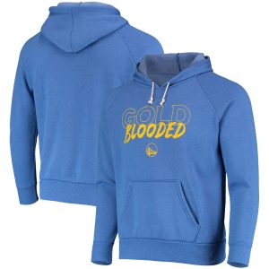 Majestic Threads Golden State Warriors Heathered Royal Mantra Tri Blend V Neck Raglan Eye - catching Pullover Hoodie