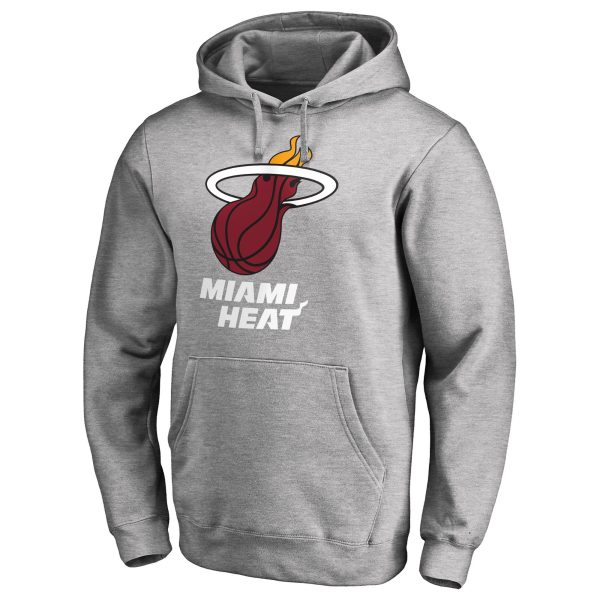 Miami Heat Heather Gray Primary Logo Pullover Hoodie Chic