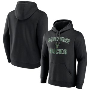 Milwaukee Bucks Black Victory Arch Pullover Hoodie Unique
