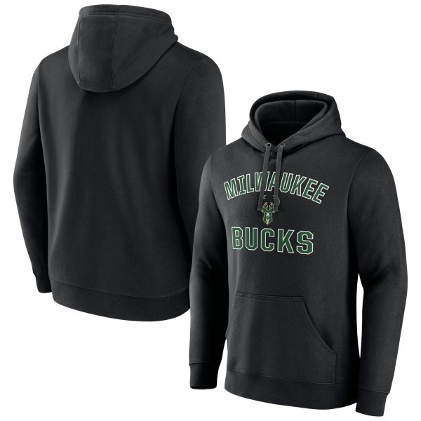 Milwaukee Bucks Black Victory Arch Pullover Hoodie Unique