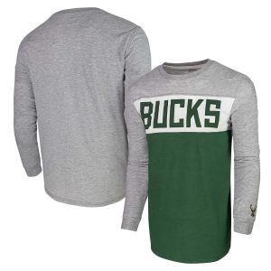 Milwaukee Bucks Heather Gray Unisex Loge Chic Long Sleeve T Shirt