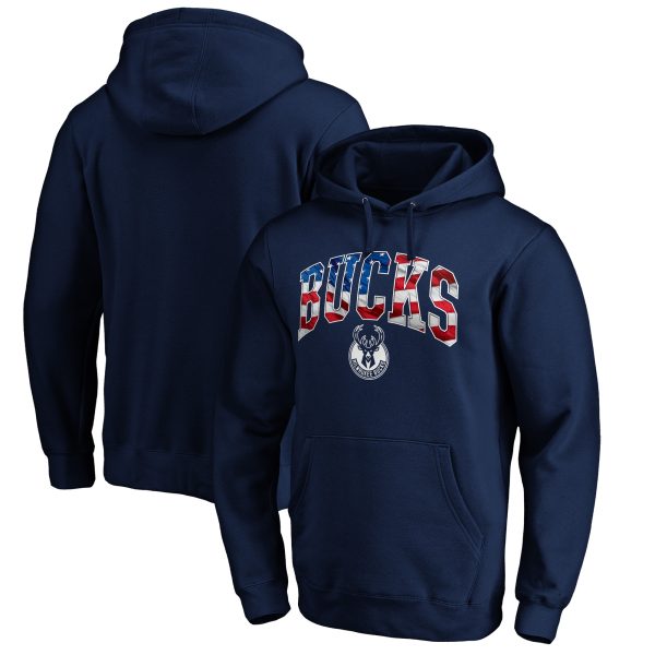 Milwaukee Bucks Navy Banner Wave Pullover Hoodie Chic