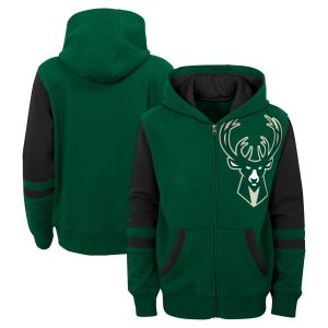 Milwaukee Bucks Preschool Green Straight Trendy To The League Full Zip Hoodie