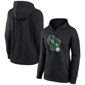 Milwaukee Bucks Women's Black Alternate Logo Pullover Hoodie Gorgeous
