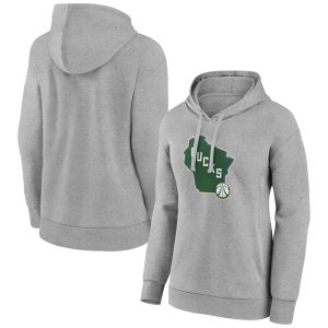 Milwaukee Unique Bucks Women's Gray Alternate Logo Pullover Hoodie