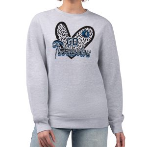 Minnesota Timberwolves G III 4Her Trendy by Carl Banks Heather Gray Women's GIII 4 Her Leopard Heart graphic Fleece Crewneck sweatshirt