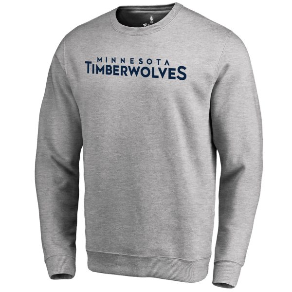 Minnesota Timberwolves Heathered Gorgeous Gray Wordmark Pullover Sweatshirt