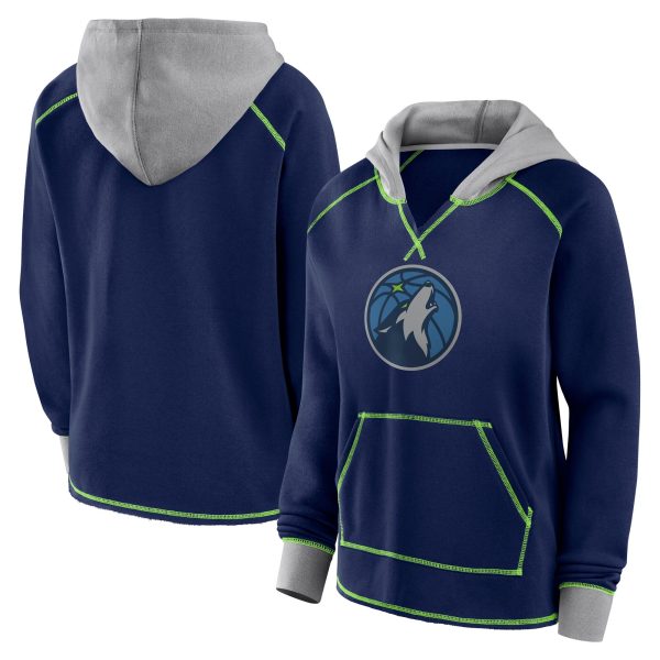 Minnesota Timberwolves Women's Navy Boom Pullover Hoodie Eye - catching