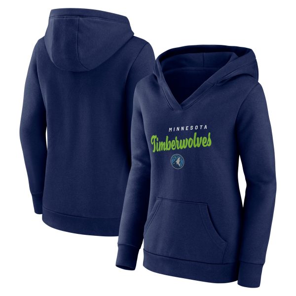 Minnesota Timberwolves Women's Navy Triumphant V Neck Pullover Stylish Hoodie