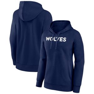 Minnesota Timberwolves Eye - catching Women's Navy Wordmark Alt Pullover Hoodie