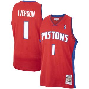 Mitchell & Ness Allen Iverson Detroit Pistons Red 2008/09 Hardwood Chic Classics Swingman Jersey