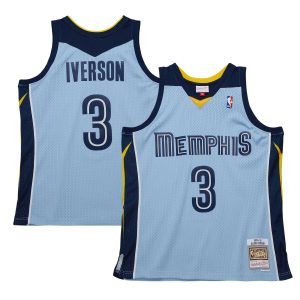 Mitchell & Ness Allen Eye - catching Iverson Memphis Grizzlies Light Blue 2009/10 Hardwood Classics Swingman Jersey