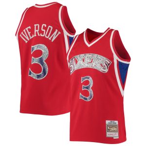 Mitchell & Ness Allen Iverson Philadelphia 76ers Premium Red 1996/97 Hardwood Classics NBA 75th Anniversary Diamond Swingman Jersey