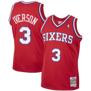 Mitchell Premium & Ness Allen Iverson Philadelphia 76ers Red 2002/03 Hardwood Classics Swingman Jersey