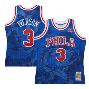 Mitchell & Ness Allen Iverson Philadelphia 76ers Royal 1996/97 Hardwood Classics Asian Heritage 6.0 Stylish Swingman Throwback Player Jersey