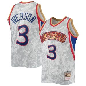 Mitchell Chic & Ness Allen Iverson Philadelphia 76ers White Hardwood Classics 1996/97 Lunar New Year Swingman Jersey
