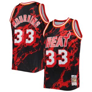 Mitchell & Ness Elegant Alonzo Mourning Miami Heat Black 1996/97 Hardwood Classics Marble Swingman Jersey