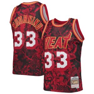 Mitchell & Ness Alonzo Mourning Eye - catching Miami Heat Red Hardwood Classics 1996/97 Lunar New Year Swingman Jersey