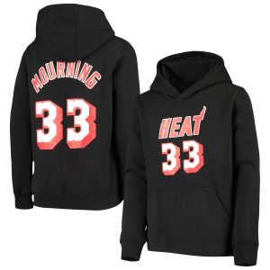 Mitchell & Ness Alonzo Mourning Miami Heat Youth Black Chic Hardwood Classics Name & Number Pullover Hoodie
