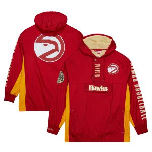 Mitchell Eye - catching & Ness Atlanta Hawks Team OG 2.0 Vintage Logo Anorak Windbreaker Quarter Zip Jacket