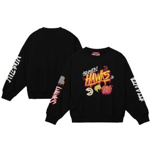 Mitchell & Ness Atlanta Hawks Women's Black Premium Slap Sticker Lightweight Pullover Sweatshirt